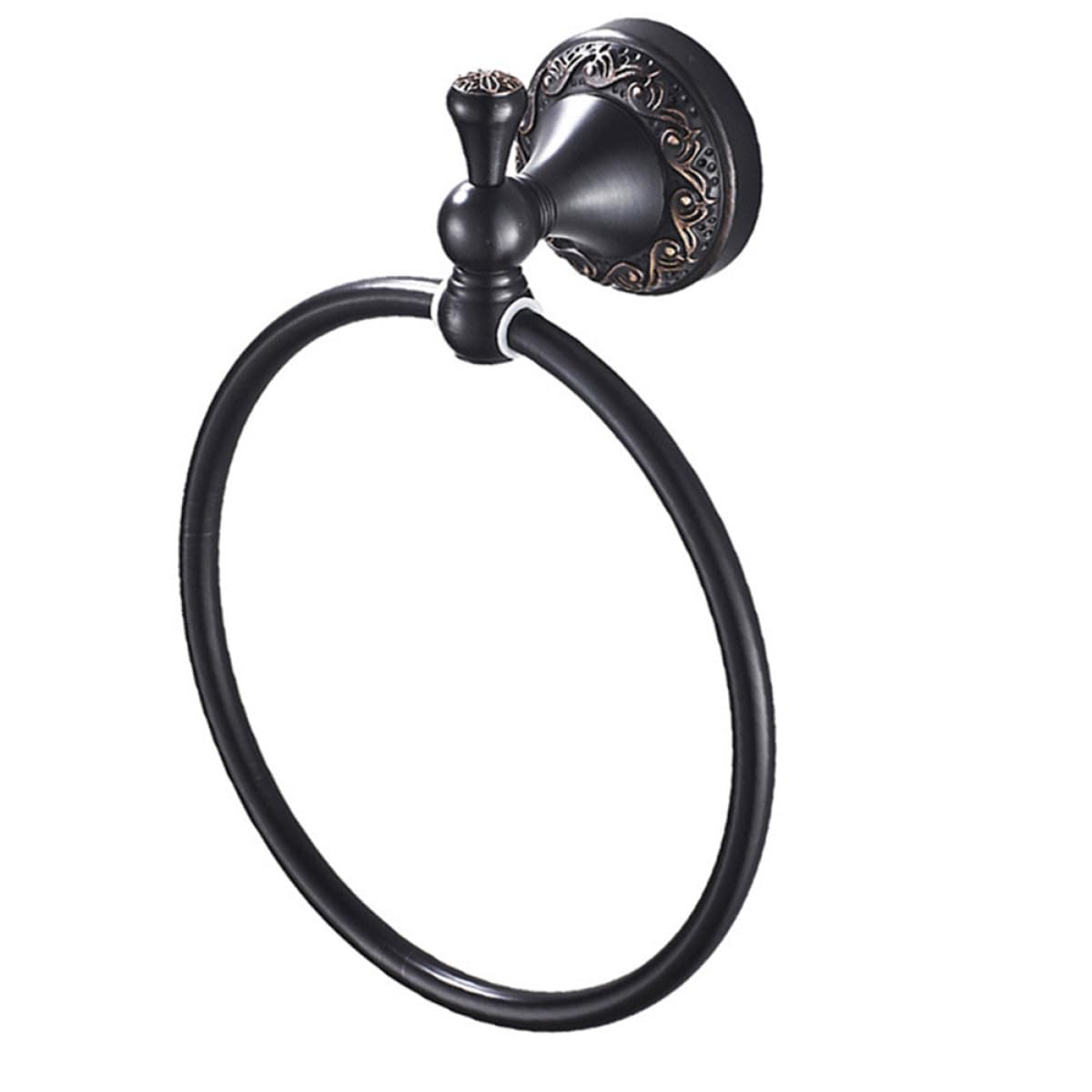 Handtuchring aus Gebürsteter Schwarzbronze, Rund, Vintage