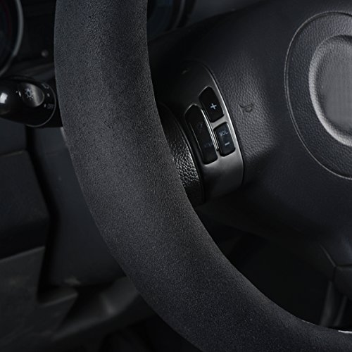 CAR Pass Black Faux Suede 14.5-15 Inch Memory Foam Steering Wheel Covers Breathable Anti-Slip Odorless Steering Wheel Universal Fit for Men Women
