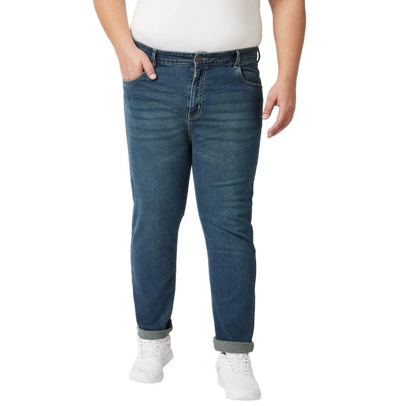 Image of Zush Men's Mid Rise Regular Fit Dark Blue Color Plus Size Stretchable Jeans
