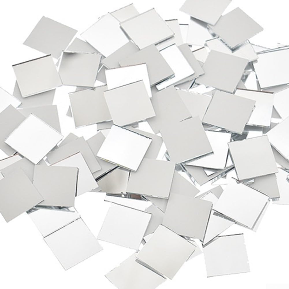 Crafters' Must Have 100PCS 50x50MM Self Square Tiles Glass Mirror Stickers (Silver)