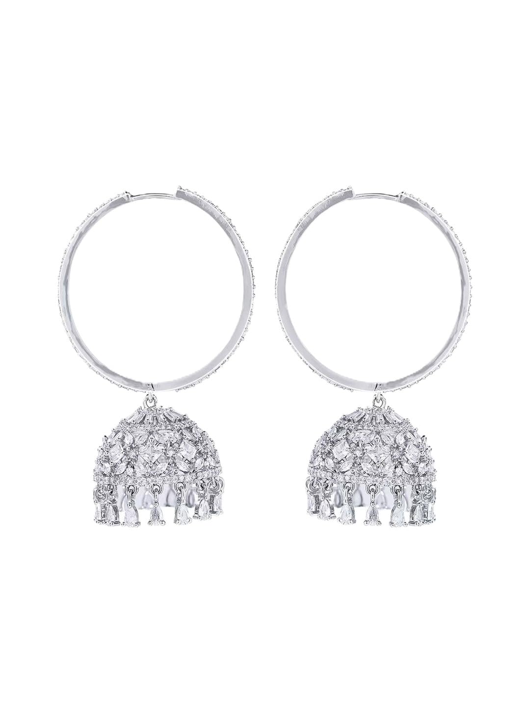 Rose Gold Toned Floral Crystal Drop Earrings | Women-image-8