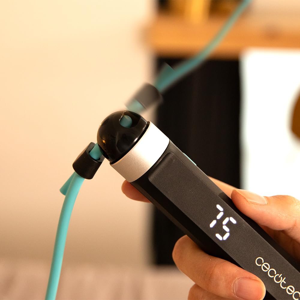 Cecotec Skakanka SmartComba 3000 Connected, regulowana 2 w 1, szybki obrót o 360º, 2 linki o długości 30 cm, połączenie z aplikacją, łącznie z linką PCW o długości 3 m, 3 tryby, wyświetlacz LED