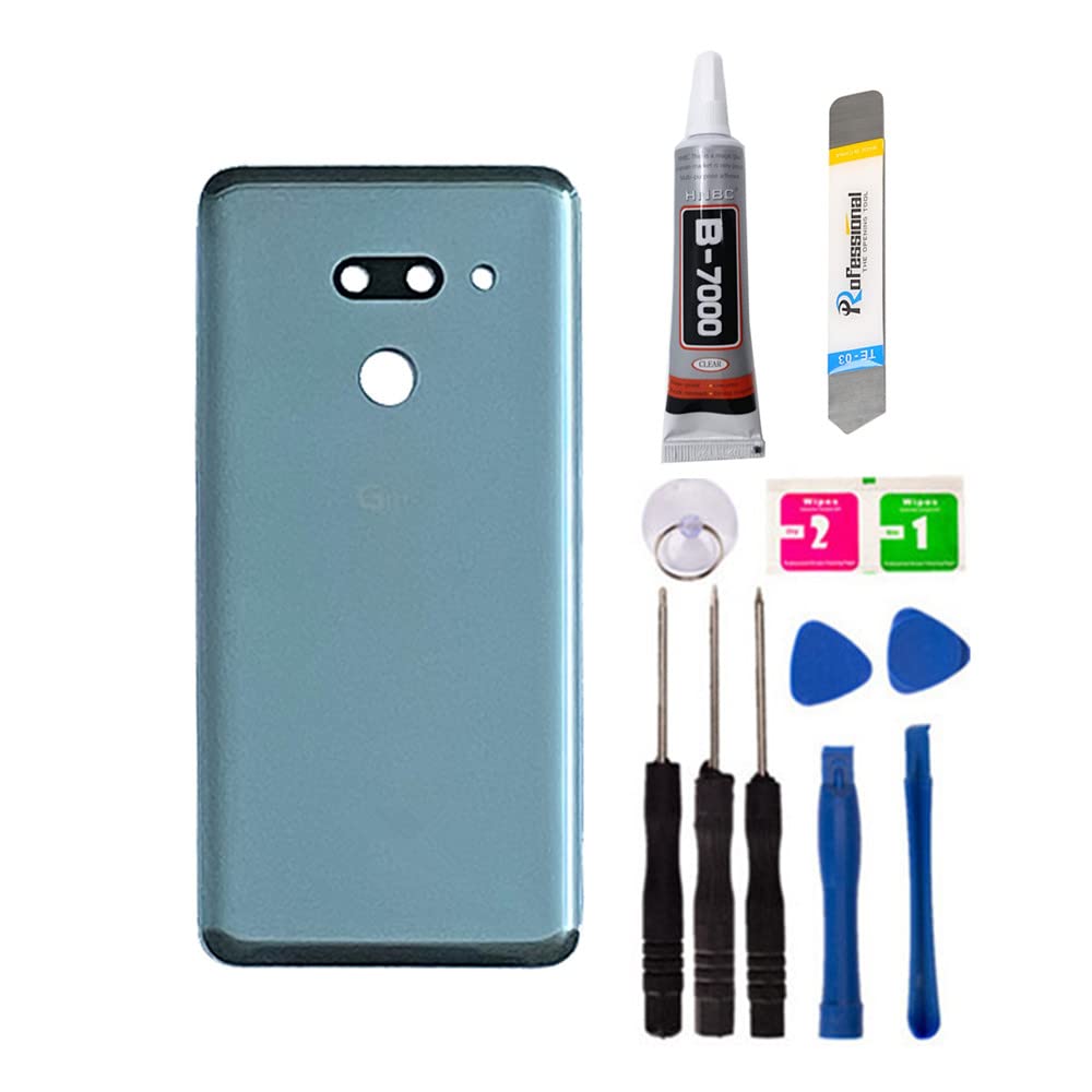 Replacement Repair Battery Back Glass Cover Back Replacement for LG G8 Thinq LMG820, with Tape and Tools (No Fingerprint) (with Camera Lens) (Gray)