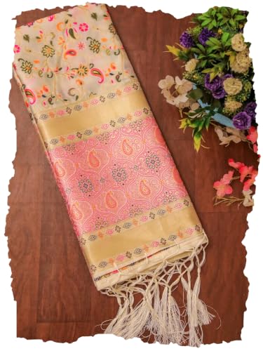 Image of DEVANGI Women's Woven Banarasi Silk Dupatta /Chunni For Women, Floral Print 1 Meter Wide and 2.3 Meter Length Printed Designer Dupatta /Chunni For Girls