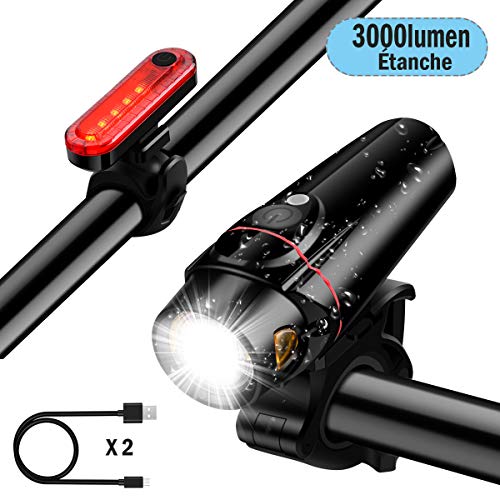 JOLVVN Eclairage Vélo VTT Avant LED Ultra Puissant Lampe Vélo Waterproof USB Rechargeable,3000Lumen 4 Modes?Lumiere Vélo pour VTT VTC Cycliste Camping Accessoire Vélo Nocturne