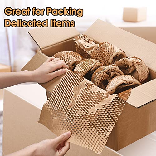 Honeycomb Packing Paper Pacific Mailer 12" x 105' Packing Paper for Moving Paper Bubble Cushioning Wrap Moving Supplies 20 Fragile Sticker Labels, 2 Jute Ropes