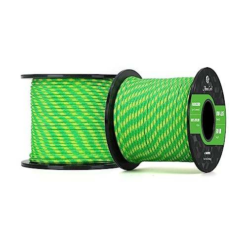 Abma Cord Paracord 100 lbs 2mm 100% Nylon 30M - Dayglow, Multi Color-dayglow, 30 Meters