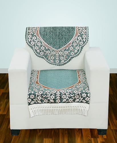 AMAZE ATTIRES Floral Sofa Cover Set of 1 Seater | Slipcover for 1 Seater Sofa Panel Cover, Easily Machine Washable Sofa Seat Runner for Couch | 2 Piece, Design 4