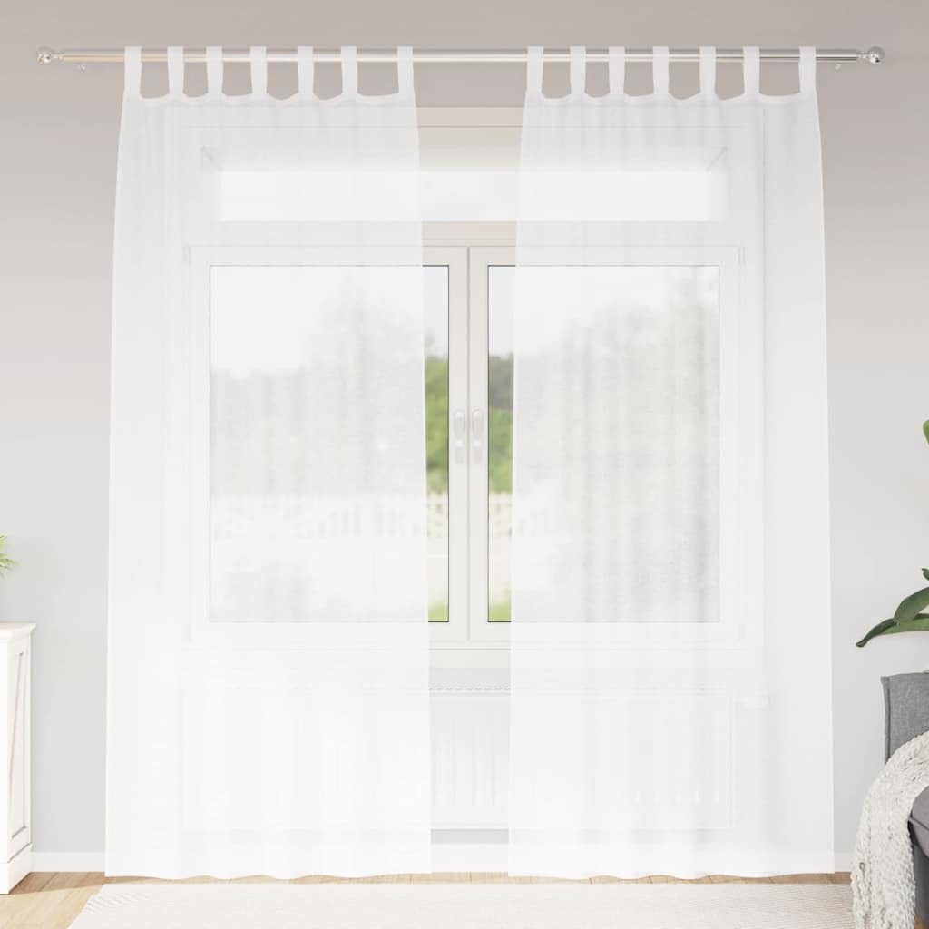 Cortina de gasa blanca de 245 x 140 cm, poliéster, 2 unidades, translúcida, para salón, dormitorio, habitación infantil, con protección visual y protección solar