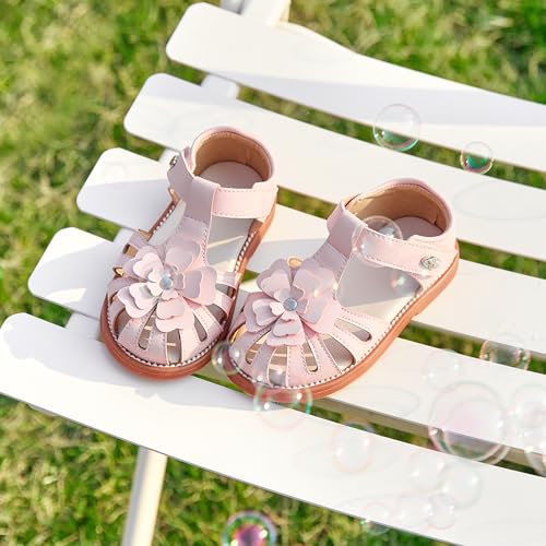 Image of Felix & Flora Toddler Girls Sandals Flower Girl Shoes Soft Rubber Princess Flat Shoes