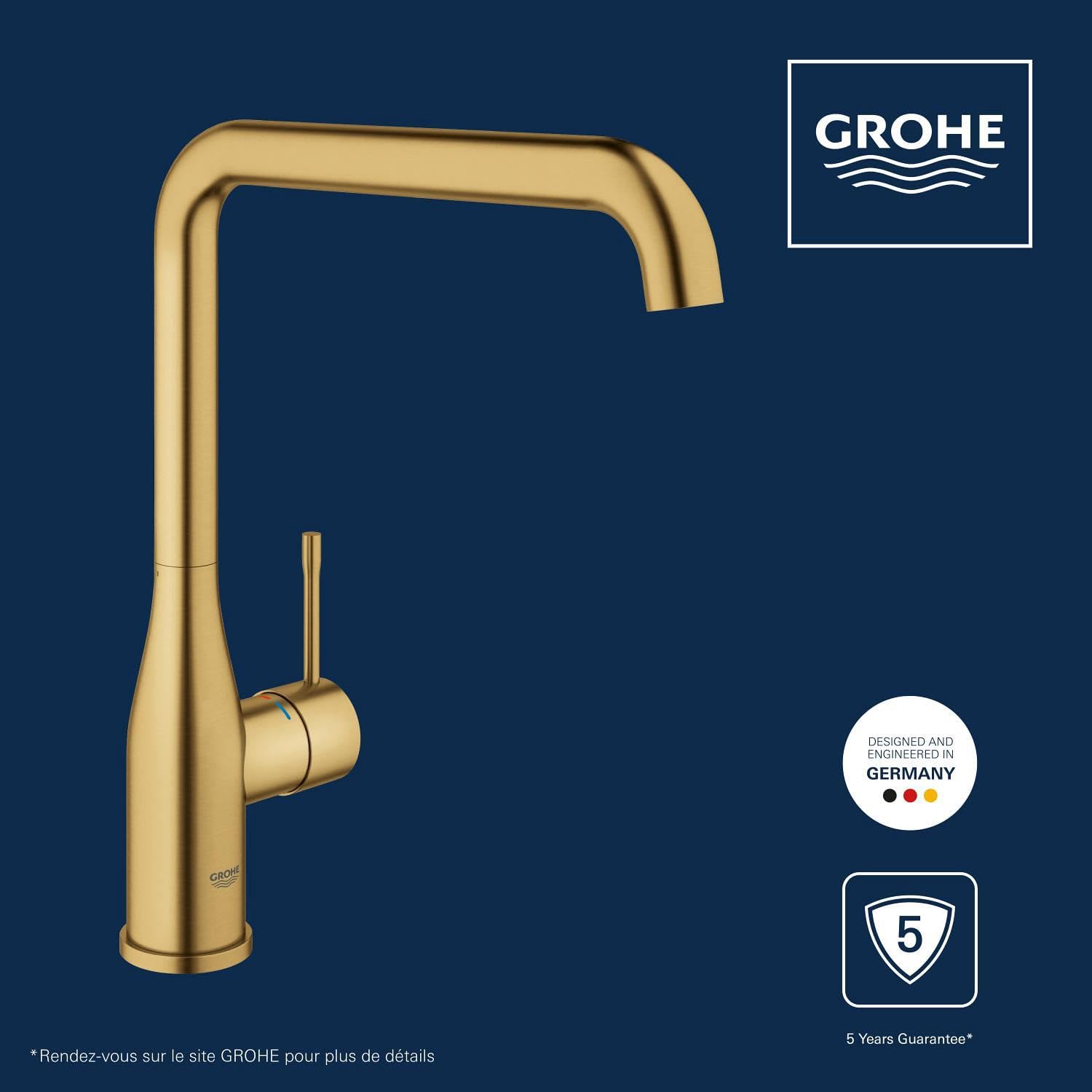 GROHE Essence Mitigeur pour Evier de Cuisine, Doré Brossé, 30269GN0