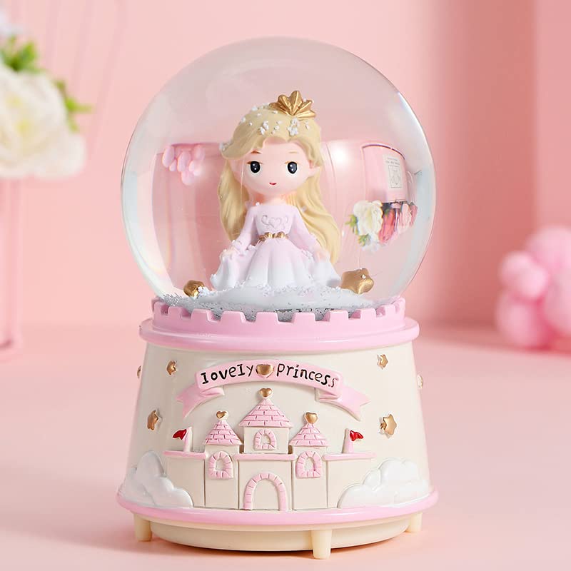 SYXLS Bola de Nieve de Regalo de Cristal Castillo, Nevadas Manuales, Globo de Agua, Adorno de Escritorio Melodía para Niñas, Nietas, Escritorio Ornamento Decoración de Escritorio