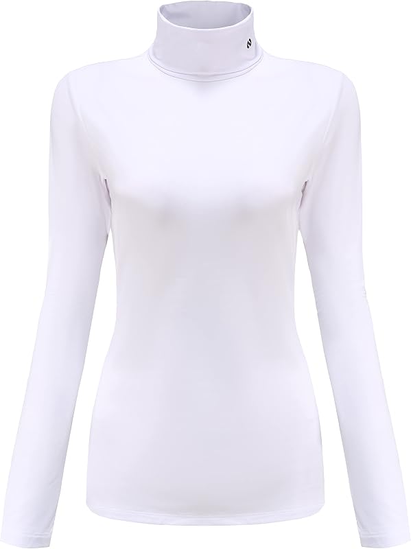 SSLR-Thermal-Shirts for-Women-Turtleneck Long Sleeve Tops Fleece Lined Winter Slim Fitted Mock Neck Base Layer