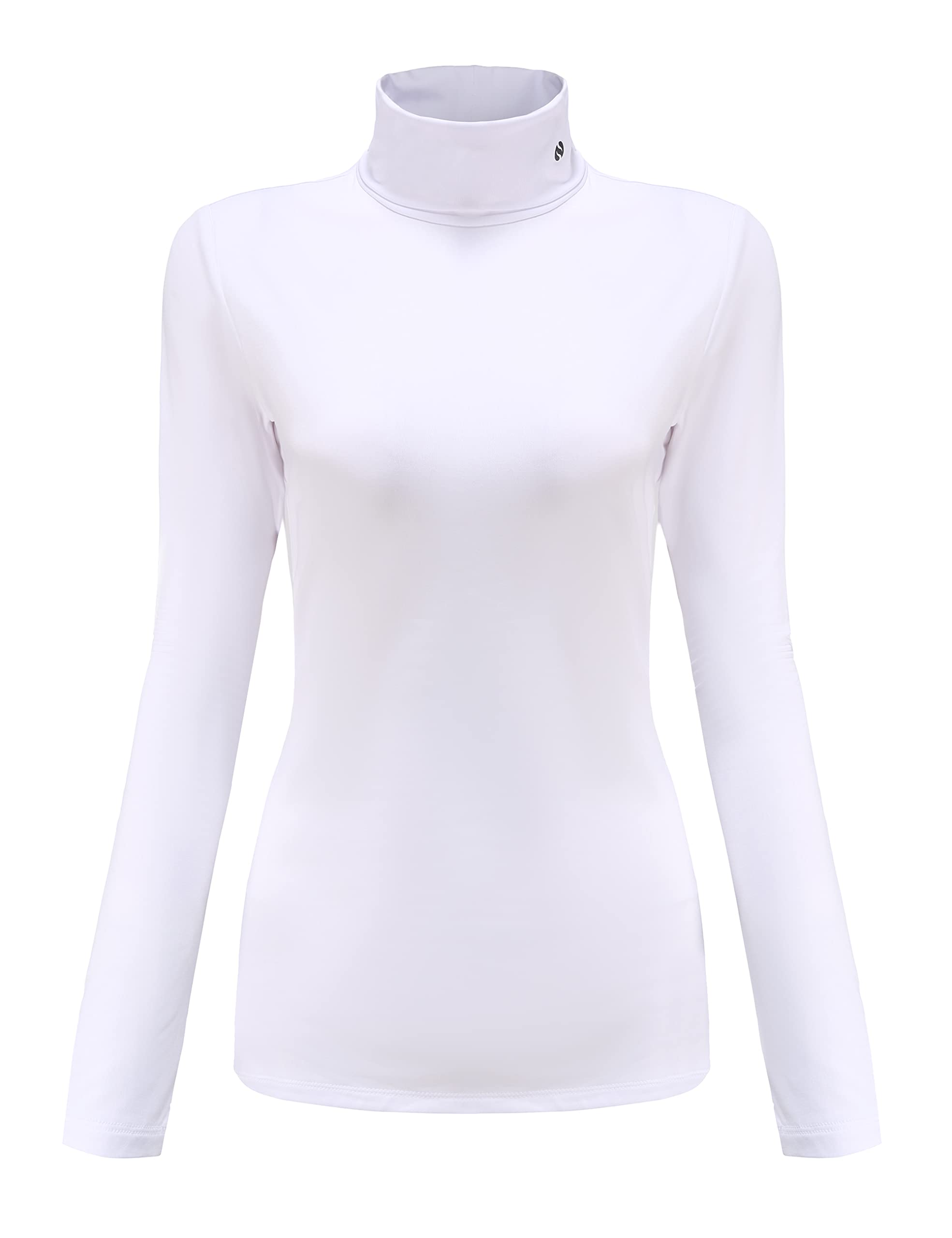 SSLR-Thermal-Shirts for-Women-Turtleneck Long Sleeve Tops Fleece Lined Winter Slim Fitted Mock Neck Base Layer