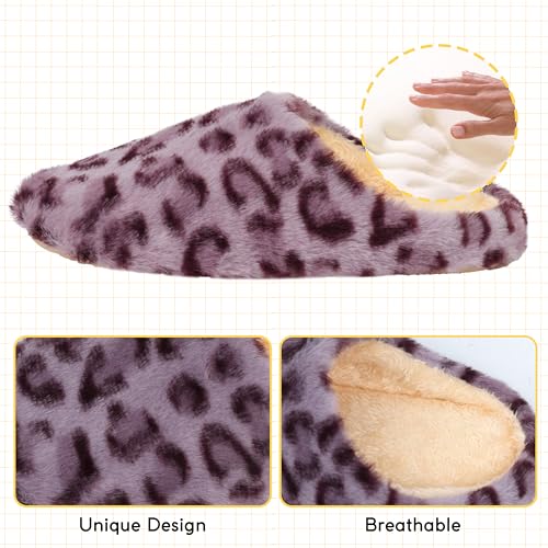 Women Cheetah Leopard Print Slippers Soft Plush Furry Fuzzy Fluffy Slip on House Shoes Indoor Outdoor Slippers Birthday Christmas Gifts3