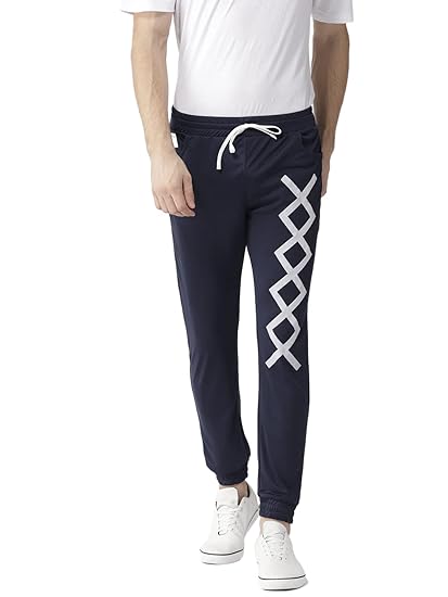 Men's Cotton Blend Slim Fit All Season Wear Track Pants (Cross Design)