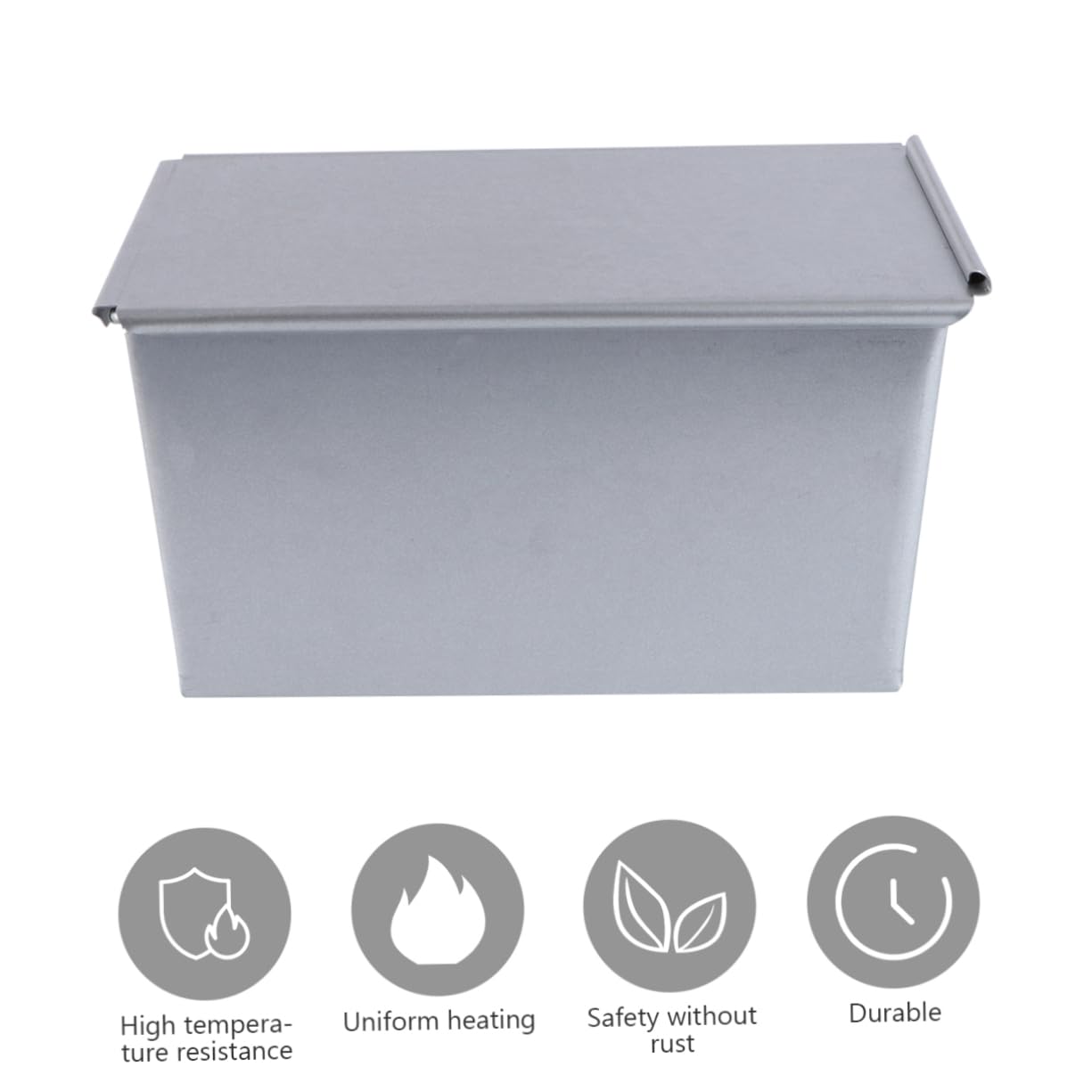 Rechteckige Toastform aus Aluminiumlegierung mit Deckel, Silber, 1 Stück