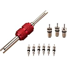 Car Air Conditioner Valve Core Kit 9pcs with Remover Tool R12 R134a A/C Repair Set Brass Copper Sealing