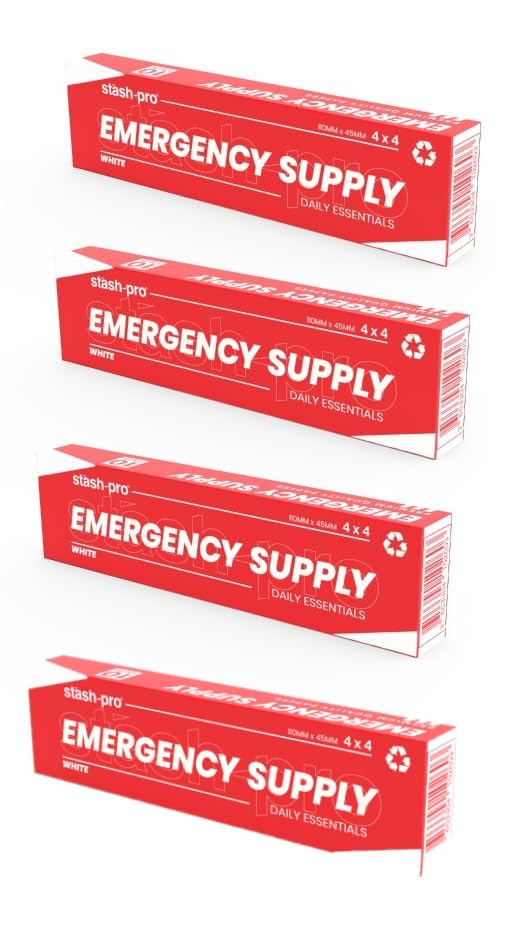 Image of Stash-Pro Emergency Supply - 4 White Rolling Papers + 4 Tips per Booklet, Pack of 4 (10 Booklets Each), - 160 Papers & Tips Total
