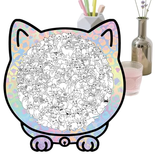 猫パズル | クリエイティブな装飾 フォトフレーム付き,135ピース木製パズル大人用収納ボックス付き - プレイ用 家族 動物 愛好家 リビング ルーム 展示 用