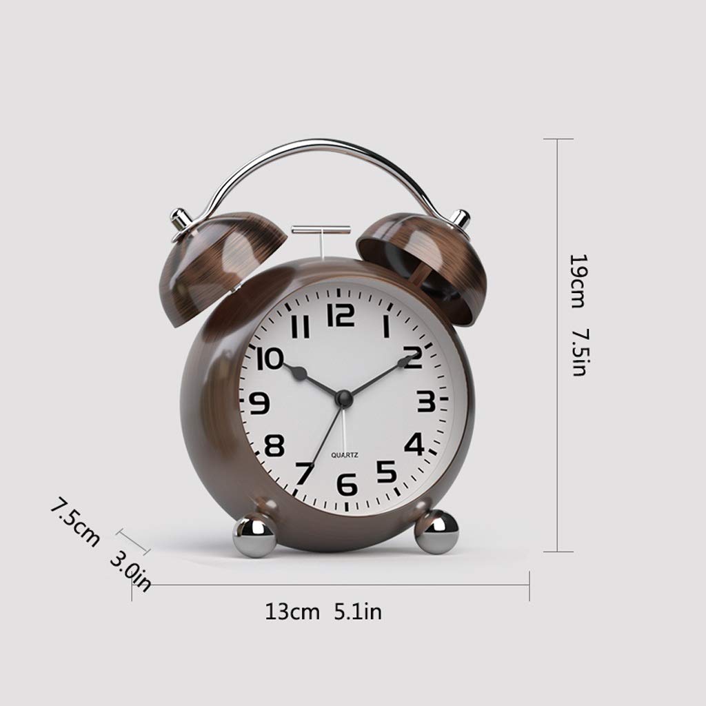 Despertador Reloj despertador silencioso para estudiantes para niños Reloj de cabecera de material metálico Tonos de llamada grandes Adecuado para personas que duermen mucho Relojes pequeños (A)