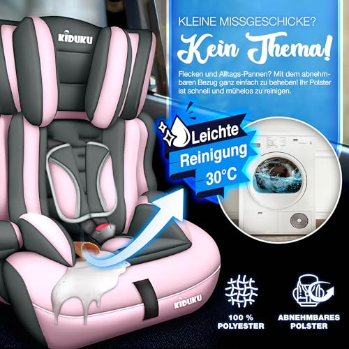 KIDUKU® Kindersitz 9-36 kg (1-12 Jahre) mit Kindersitzunterlage - Autositz ECE R129/03, Gruppe 1/2/3 Autokindersitz Kinderautositz
