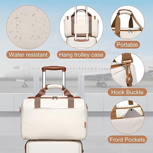 Kono Luggage Sets of 2 Piece Lightweight 52x38x21cm ABS+PC Hard Shell Travel Carry on Suitcase with TSA Combination Lock + Ryanair 40x20x25cm Cabin Bag (Cream White, 20 Inch Luggage Set) - Image 5
