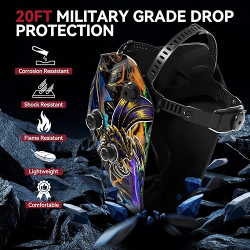 Image of ARCCAPTAIN Auto Darkening Welding Helmet, 3.94 inchX3.66 inch Large Viewing Screen True Color Welding Hood with 4 Arc Sensor Solar Powered, Wide Shade 4-5 /5-9 /9-13 Welding Mask (Godzilla)