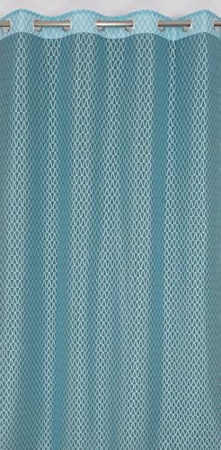 Image of HOME UTSAV Premium Sheer Net Curtain for Window 5 Feet | Transparent Net Fabric with Geometric Design | Pack of 1, Aqua