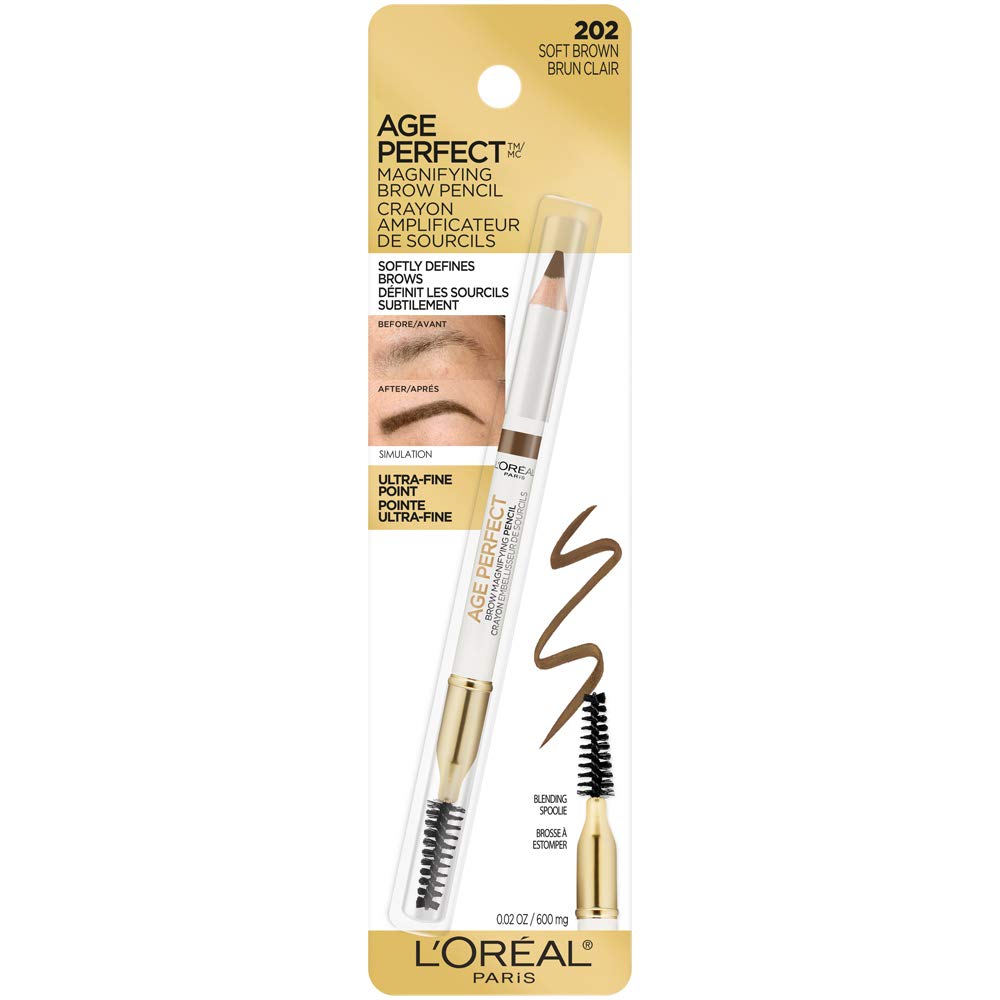 L'Oréal Paris Age Perfect Brow Magnifying Pencil with Vitamin E, Soft Brown