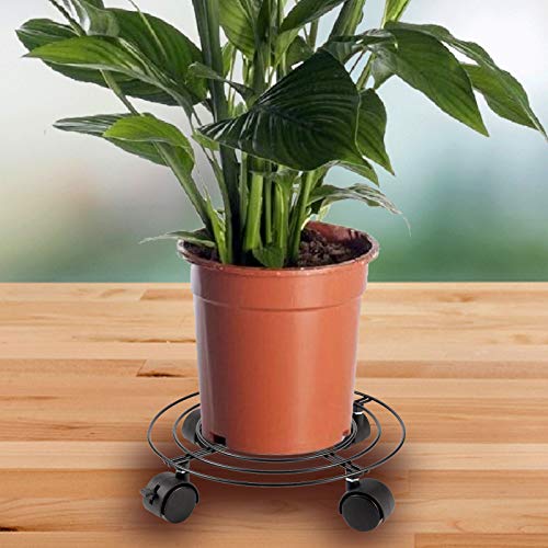 KEILEOHO 2 Pack 10.6 Inches Metal Plant Caddy with Wheels, Heavy Duty Plant Caddy Stands, Rolling Plant Stand for Indoor, Outdoor, Garden, House, Black by KEILEOHO - Used condition - Image 7