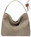 FRESHBRIEFS Woven Suede Shoulder Bag for Women's Suede Hobo Bag Tote Fashion Handbag Satchel for Work Weekend Travel Crescent Purse 2025