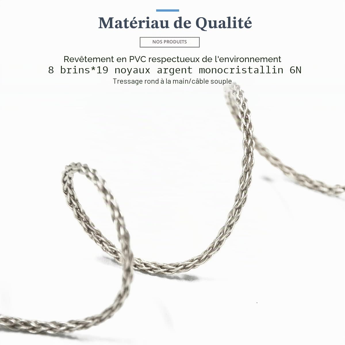GUCraftsman Câble adaptateur de casque stéréo mâle 3,5 mm vers femelle équilibrée 4,4 mm 6 N argent cristal unique pour lecteurs audio avec ports 3,5 mm