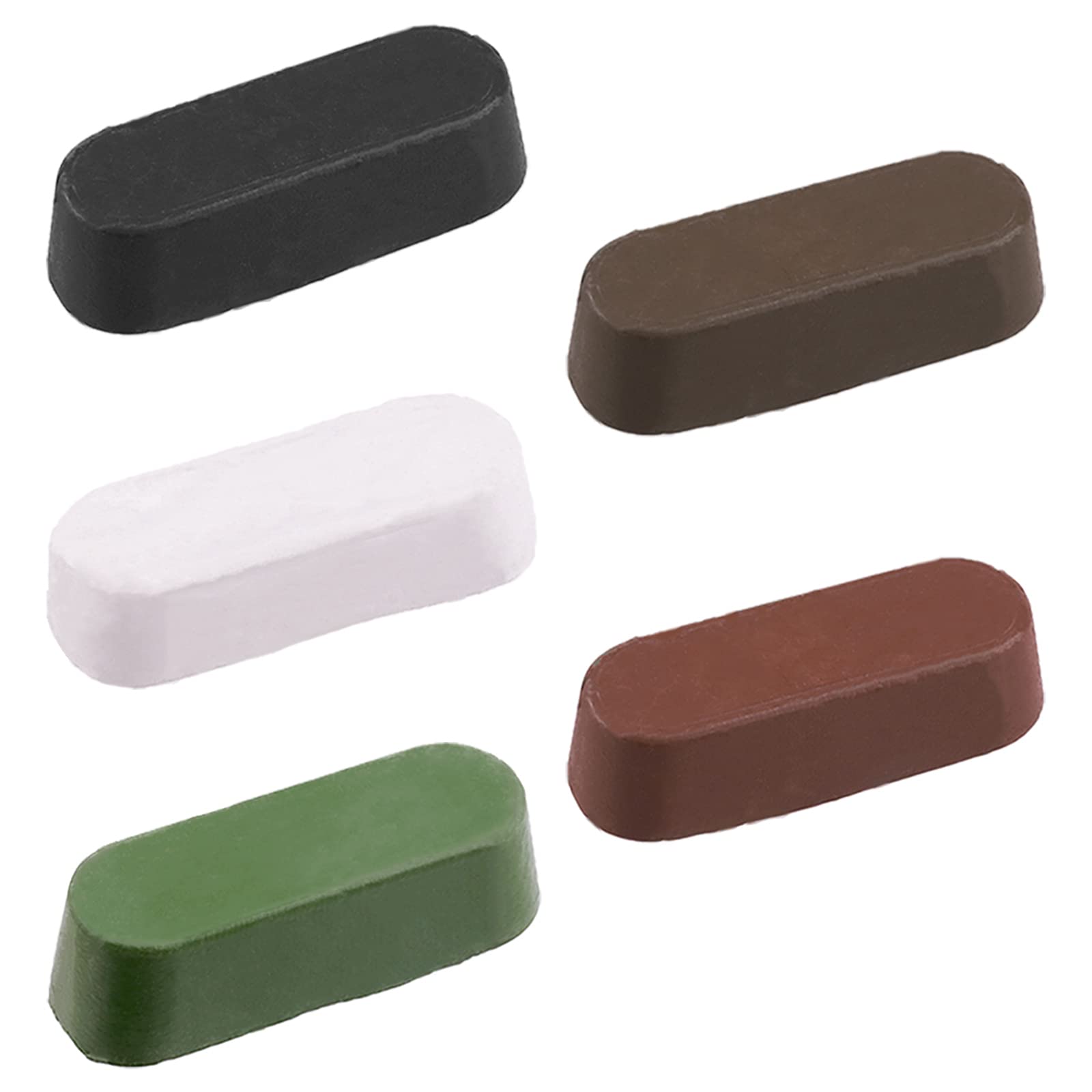 Mardatt 5 Pcs Polishing Buffing Cutting Compound Kit with White Diamond, Brown Tripoli, General Green, Black Emery, Red Rouge for Stainless Plastic