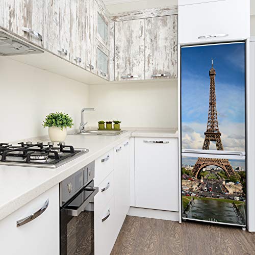 Decoración sala de estar con vinilo de torre Eiffel de 70x190 cm para neveras 4