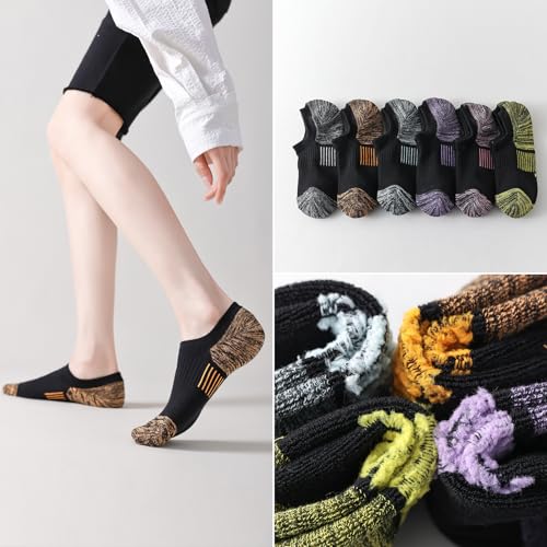 Image of EPEIUS Thick No Show Socks for Women Athletic Ankle Socks Cushioned Running Low Cut Non Slip Footies 3 /6 Pairs