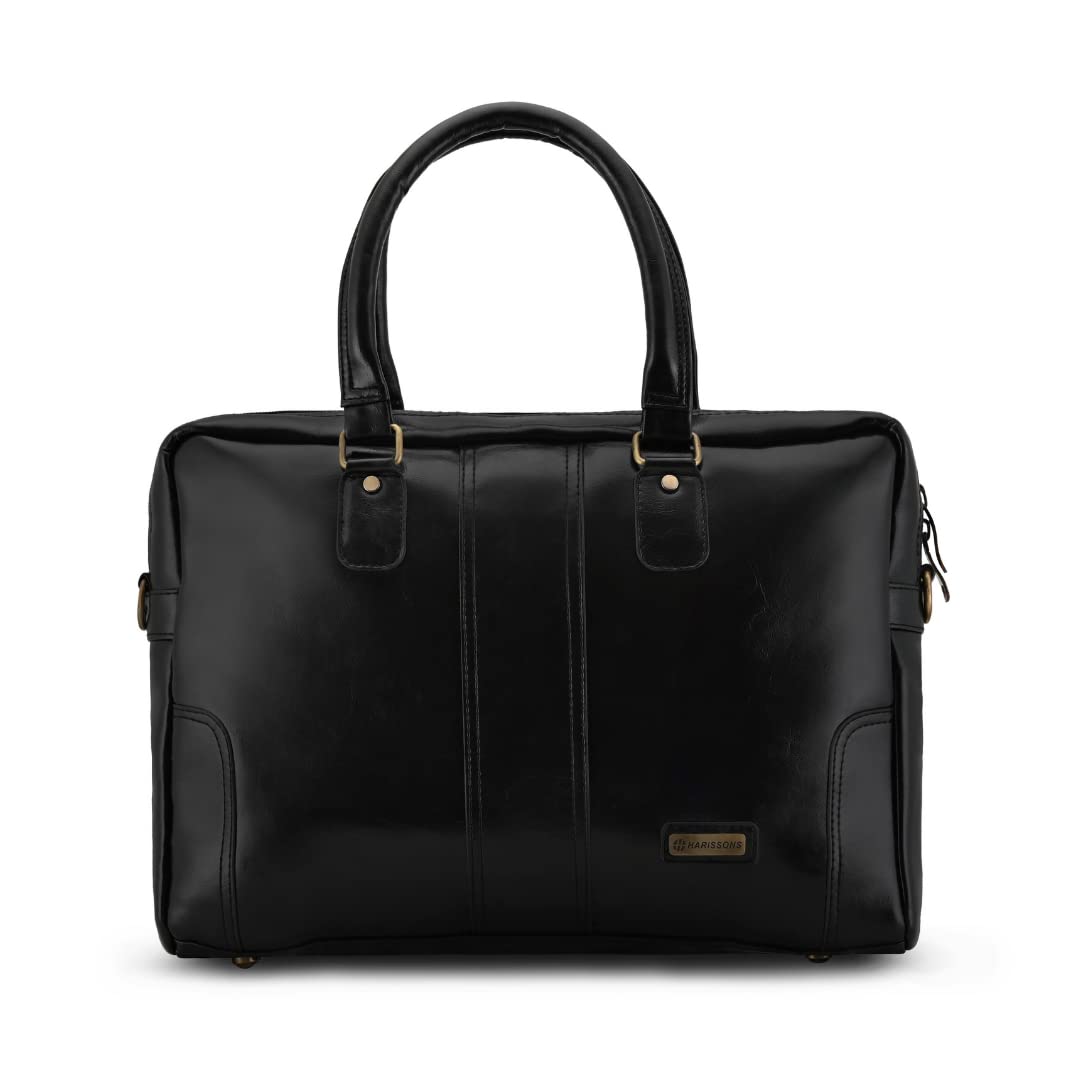 HARISSONS Orion Laptop Messenger Bag - 14 Inch BLACK Vintage Vegan Leather Office Briefcase Bags with 9 Ltrs Capacity, Adjustable Shoulder Strap, Water Resistant, Dual Grab Handles and Laptop Cradle (B0BZMJVZD6) Amazon Price History, Amazon Price Tracker