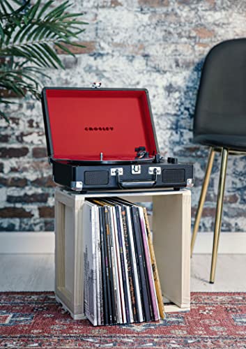 Crosley CR8005F-BK Cruiser Plus Vintage 3-Speed Bluetooth in/Out Suitcase Vinyl Record Player Turntable, Black/Red - Les Beatles, Paul McCartney, John Lennon, RIngo Starr, George Harrison Crosley CR8005F-BK Cruiser Plus Vintage 3-Speed Bluetooth in/Out Suitcase Vinyl Record Player Turntable, Black/Red – Image 7