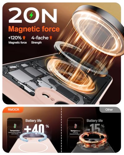 Image of Magnetic for iPhone 17e Case /iPhone 16e Case,Shockproof Matte Case,Pink | with Screen Protector,Compatible with MagSafe,Military Grade Drop Protection,Full Camera Protection,Non-Slip Design Cover