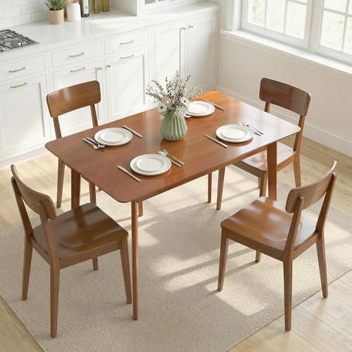 HOMCOM 47" Mid-Century Modern Dining Table for 4, Rectangular Kitchen Table with Wood Grain Finish, Tapered Legs, Wood Frame for Small Spaces, Dining Room, Apartment, Easy to Assemble, Walnut