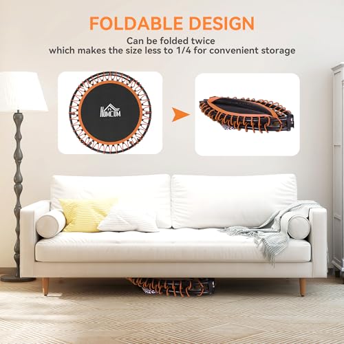 HOMCOM 45" Fitness Trampoline with Adjustable Handle, Folding Rebounder Trampoline Mini Jumper for Indoor Exercise Workout, Support Up to 100kg - Image 5