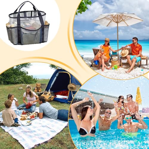 Beach Tote Bag for Women,Large Mesh Vacation Travel Tote - Lightweight Beach Travel Organizer Bag for Sunscreen Sunglasses4