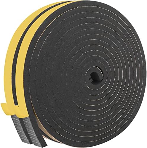 Amazon Brand - Eono Foam Seal Strip 12mm(W) x 6mm(T) Gasket Seal Foam TapeDoor Draught Excluder for Door Window Furniture, Door Draft Excluder with 2 PcsTotal 8M Long