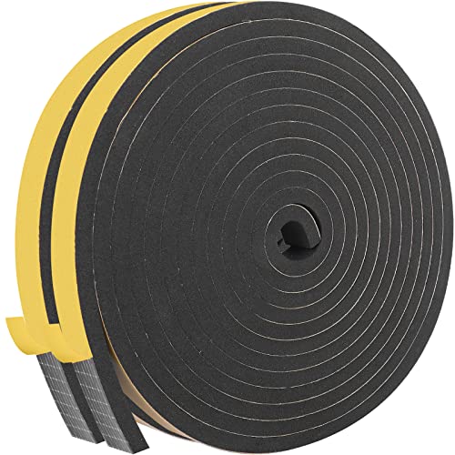 Kapoosy Adhesive Foam Tape 1/2 Inch W X 1/4 Inch T Gasket Seal Foam Tape，Door Draught Excluder For Door Window, Door Draft Excluder, Total Length 26 Feet (13Ft X 2 Rolls) #TOP28