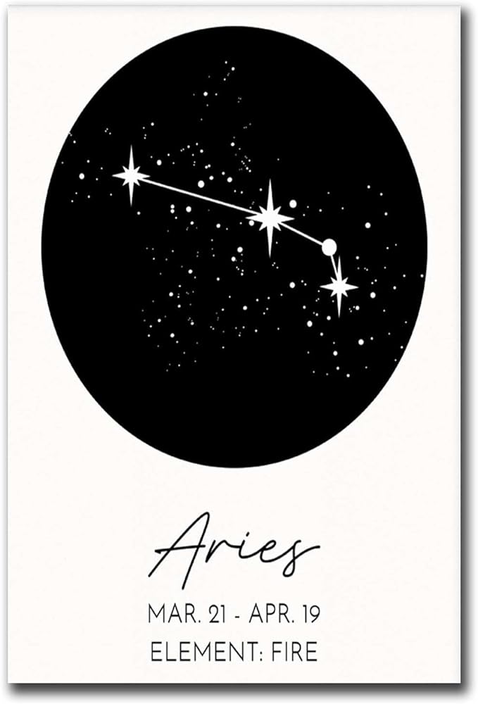 GEORHJ Canvas Art Poster Aries Art Print Minimalist Astrological Zodiac Sign Poster Astrology Artwork for Living Room Living Room and Bedroom Decoration 12x18inch