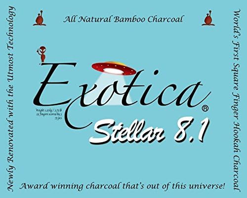 6 BOXES of 75pc-(each box) Exotica Stellar 8.1 Natural BAMBOO Square Finger Hookah Charcoal