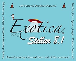 6 BOXES of 75pc-(each box) Exotica Stellar 8.1 Natural BAMBOO Square Finger Hookah Charcoal