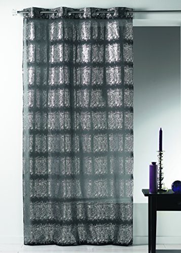 Home Maison HM6985299 Voilage Fantaisie à Imprimés Argentés Polyester Noir 130 x 240 cm