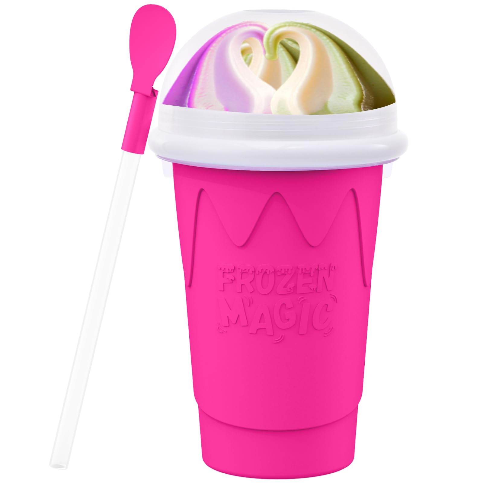 500ML Slushie Maker Cups, Magic Quick Frozen Smoothies Cup for Homemade Milk Shake Ice Cream Makers, Cooling Cups, Double Layer Squeeze Slushy Cup, Birthday Gifts for Mom Dad, Boy, Girls