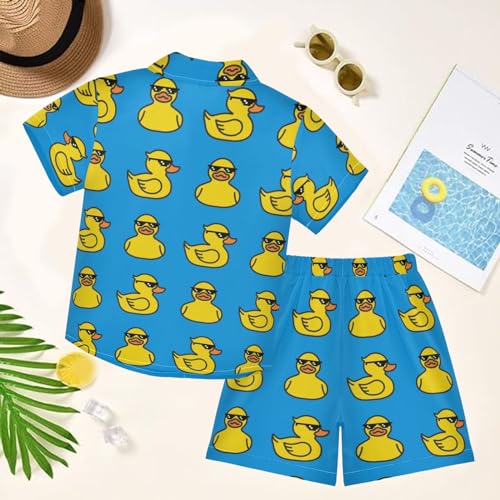 Image of visesunny Graphic Floral Boys 2 Piece Outfits Button Short Sleeve Tee Top Shorts Set Summer Beach Clothes for 3-10 Years